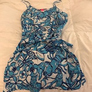 Lilly Pulitzer romper, blue/white/navy print, size M